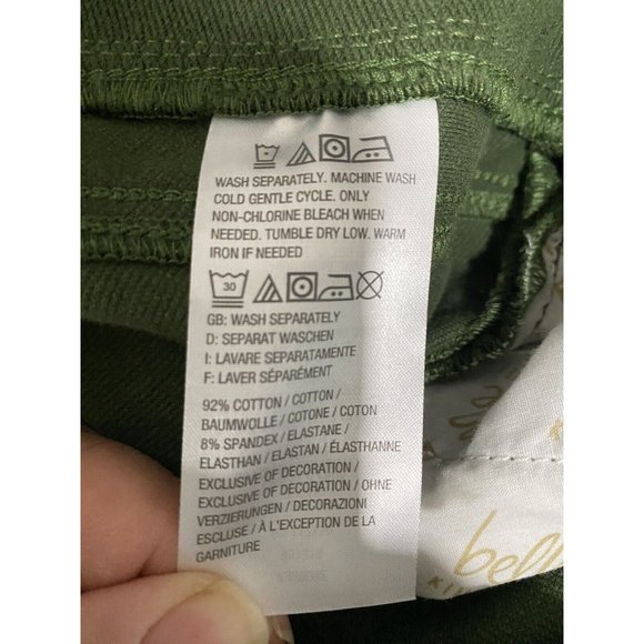 Belle By Kim Gravel Women’s Embroidered Jeans Cuffed Ankle Green Pants Size 12 - Picture 7 of 9